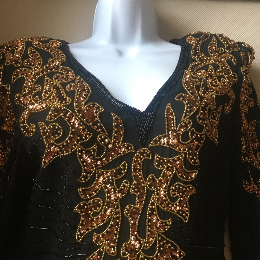Beaded tube dress in gold main image 0